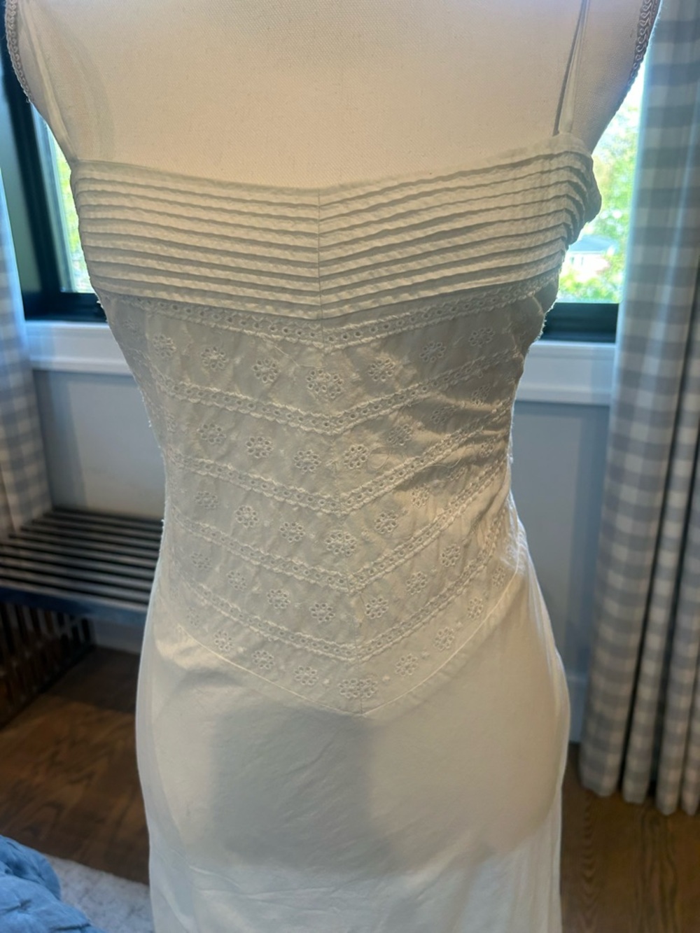 J. Crew White Sleeveless Midi Dress with Pintuck Bodice